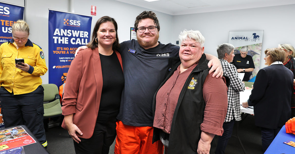 Kam Wheeler with CCNI CEO Melanie Squires and SES volunteer Jack Wheeler at the Moree Community Volunteer Expo during National Volunteer Week.