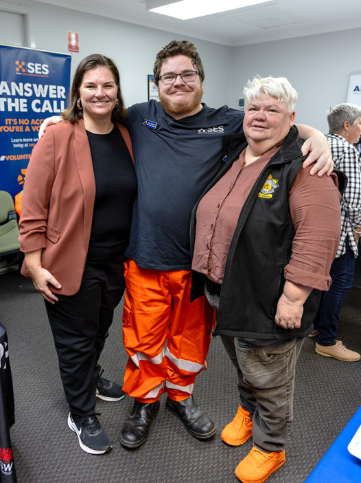 Kam Wheeler with CCNI CEO Melanie Squires and SES volunteer Jack Wheeler at the Moree Community Volunteer Expo during National Volunteer Week.